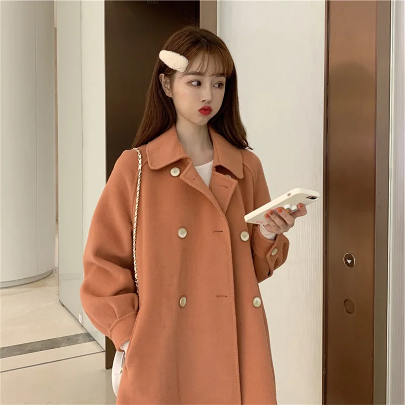 

winter Autumn 2020 new Korean version of very fairy Cape small medium long woolen coat women's woolen coat
