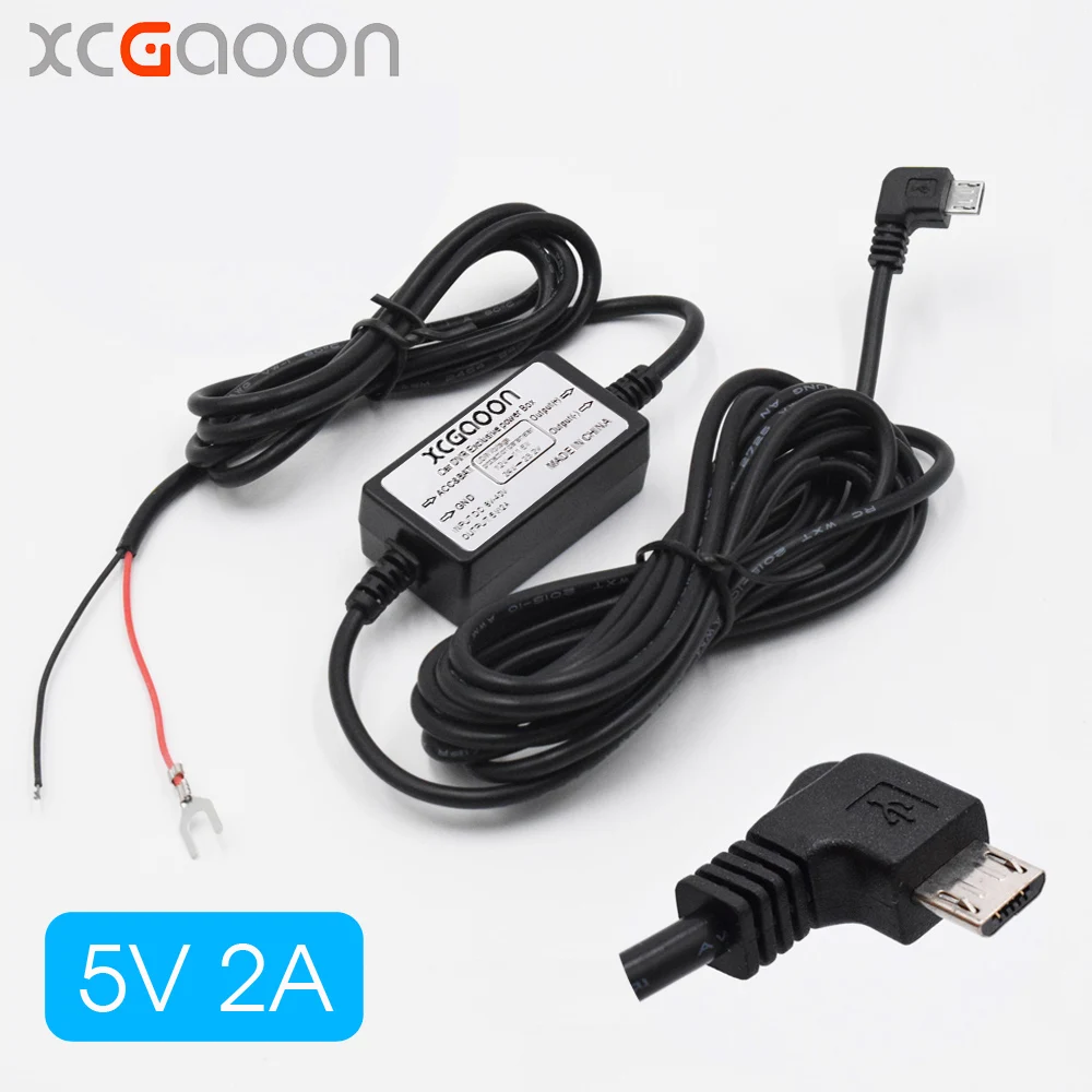 

XCGaoon 10pcs Car DC Converter Module Input 12V 24V Ouput 5V 2A micro USB Cable Curved Right Low Voltage Protection Length 3.1m