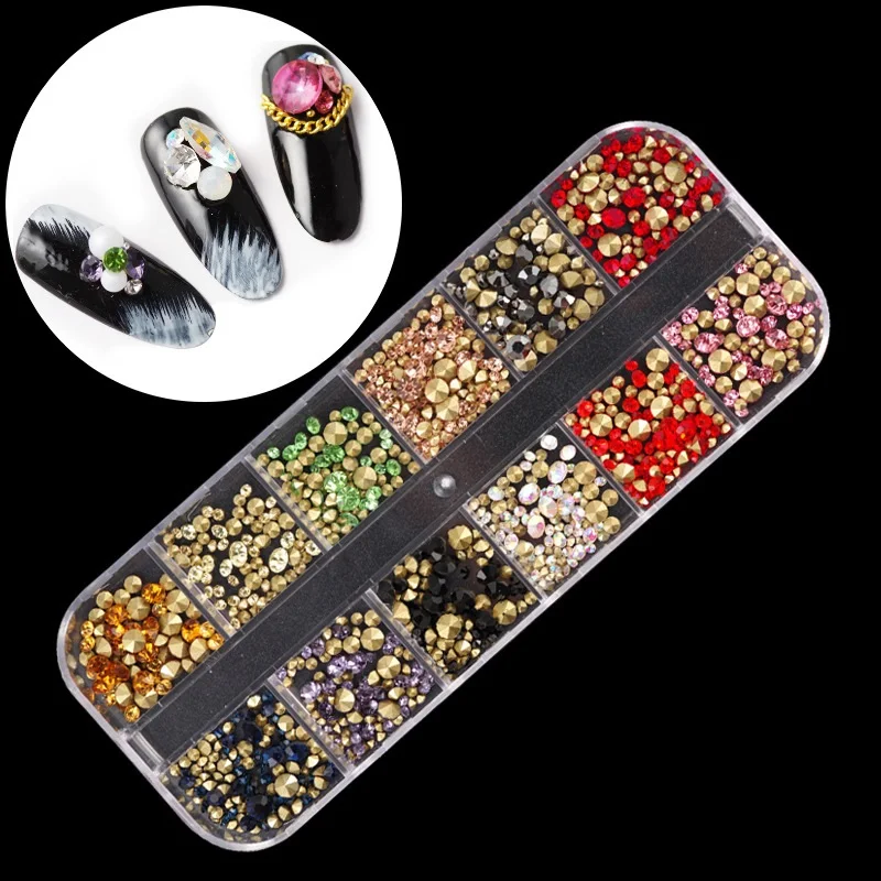 Crystal Rhinestones Nails Art Rhinestones for Manicure Accessories 3D Nail Art Decoration Mixed Color Nail Rhinestones Stones