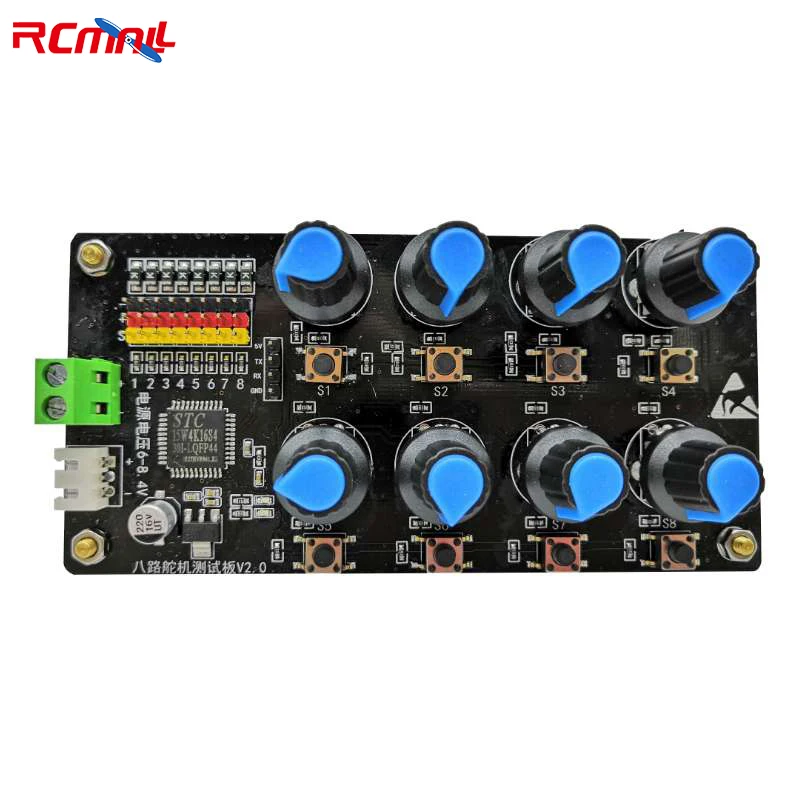 

RCmall 8CH 8 Channel/Way Controller Rotary Knob Servo Driver Overcurrent Protection Servo Tester For Arduino DIY Robot Arm Part