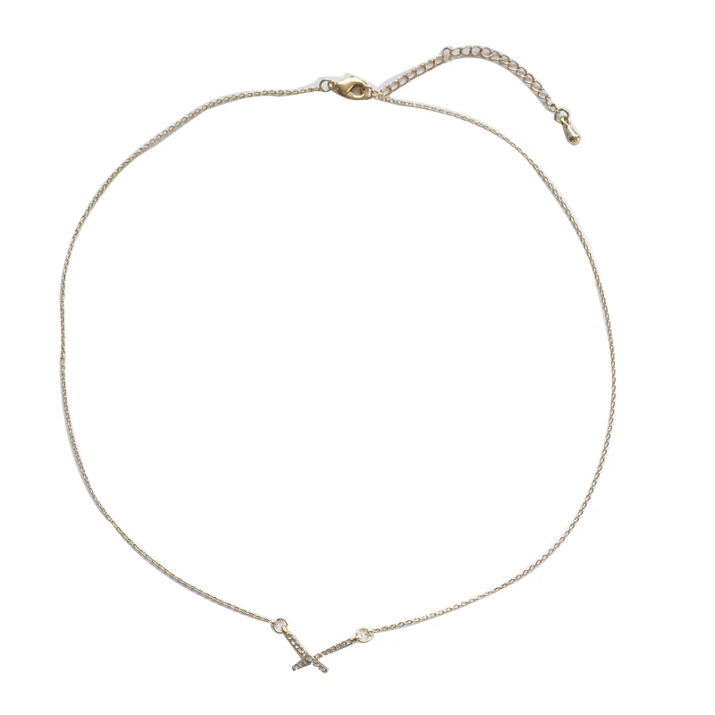 

Delicate Jewelry Thin Chain Necklace Metal Golden Plating High Quality Crystal X Pendant Necklace Modern Jewelry Party Gifts