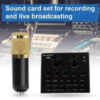 1 set v8bm800 condenser microphone foldable low noise portable studio recording mic sound card for ktv