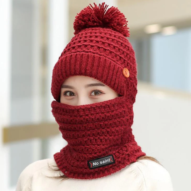 LA 2019 зимние шапки женская вязаная шапка теплая меховая с помпоном Skullies Beanies для