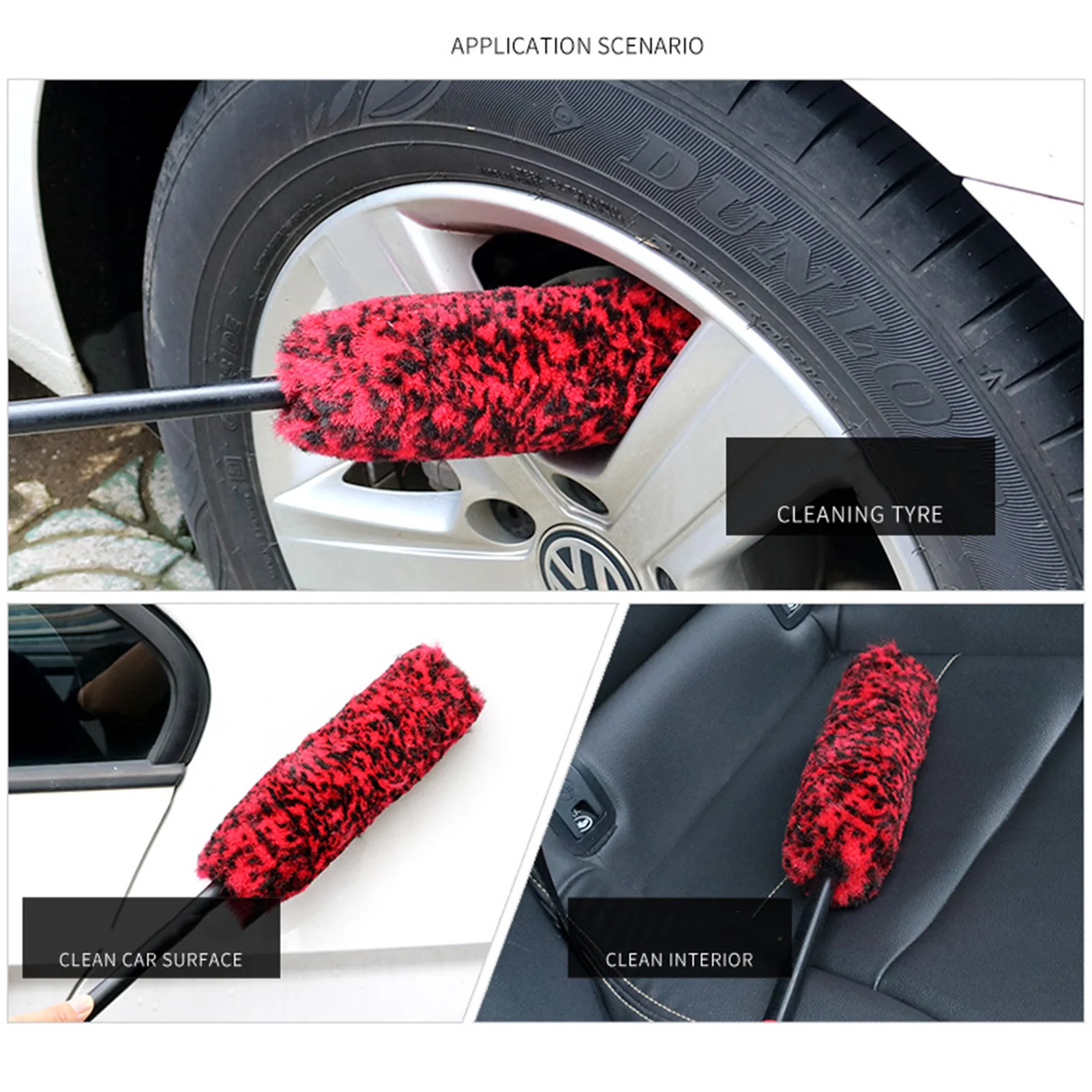 

New Car Wheel Cleaning Brush Tool Waterproof Soft Vehicle Brush Washing Clean Tyre Soft Sponge red and black Cleaner Accessories