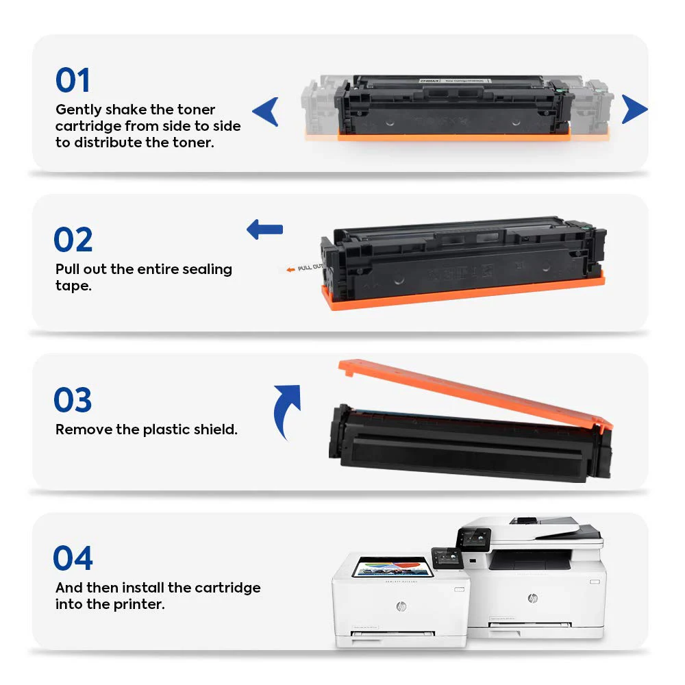 Замена 4x картриджей с током для HP 201a CF400a CF401a Laserjet Pro M252 M252n M252dw MFP M277 M277n M277dw |