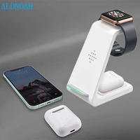 wireless charger stand for apple watch 7 6 airpods pro 3 in 1 qi 15w fast charging station for iphone 13 12 11 pro max xs xr x 8
