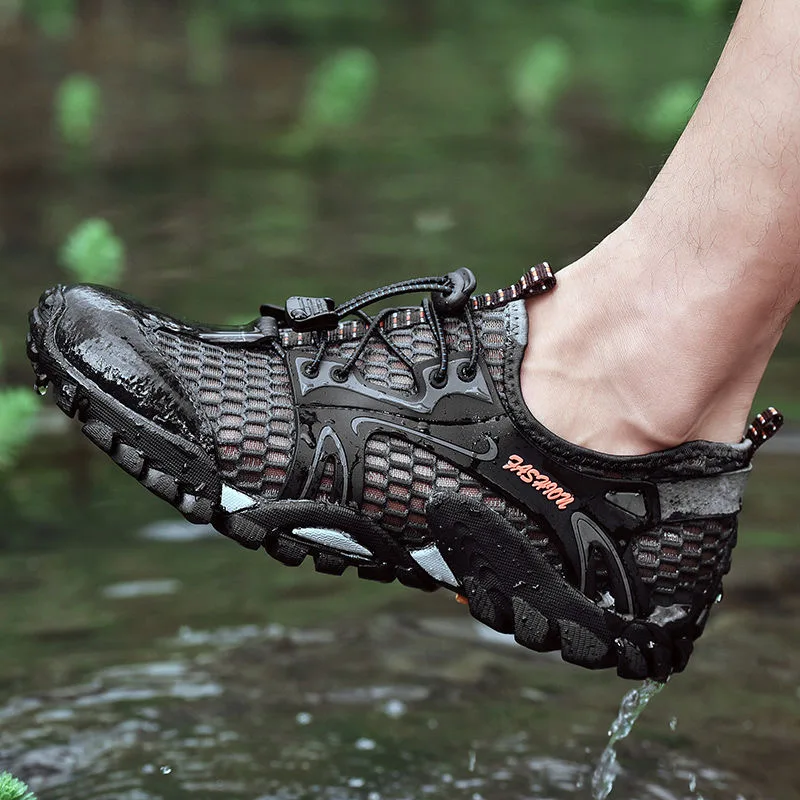 Summer Breathable Men Hiking Shoes Suede + Mesh Outdoor Sneakers Climbing Sport Quick-dry Water | Обувь