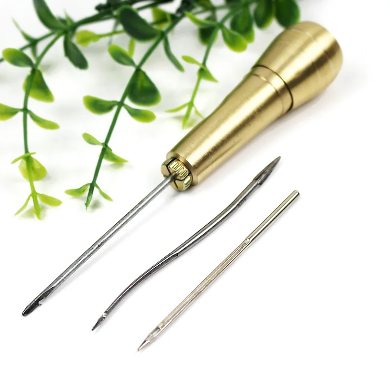 Шило для шитья кожи инструмент ремонта деревянная ручка многоразовые круглые