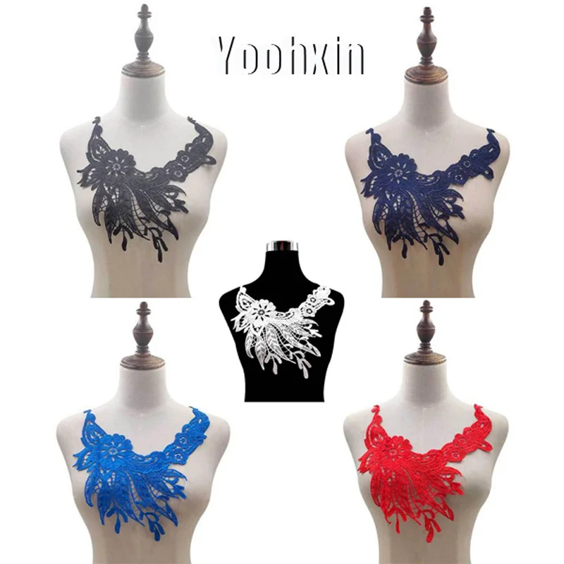 

HOT cotton 5 Colors embroidery flower lace collar Fabric Sewing Applique DIY guipure ribbon trim neckline craft wedding decor