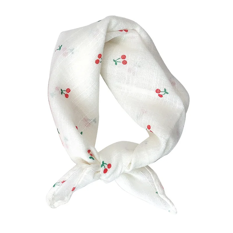 

Korean Four Seasons Universal Thin Scarf Cotton Children's Cartoon Print Triangle Scarf Girls Baby Sunscreen Bib Shawl F20