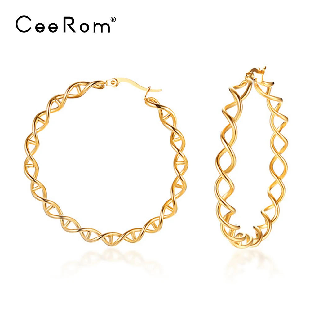 CeeRom спиральные кривые линии серьги кольца для женщин аксессуары золотого цвета