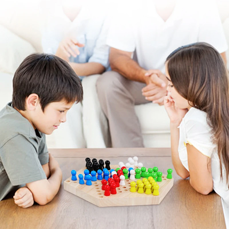 

Children's wooden checkers puzzle wooden checkers board game