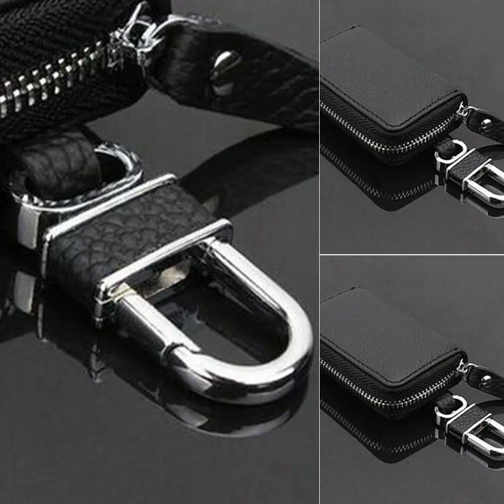 Local stock Black PU Leather Case Key Fob Holder Bag Cover Pouch Keychain For Car | Багаж и сумки