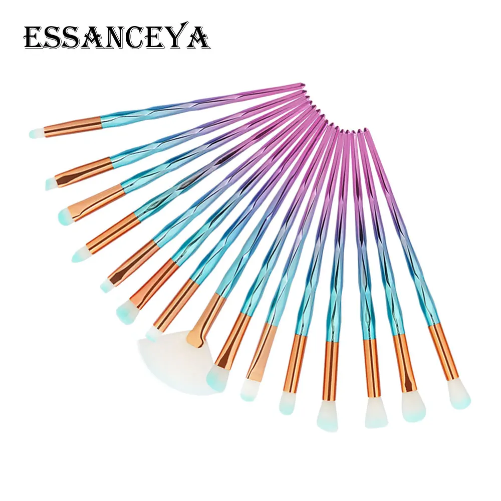 ESSANCEYA 10/15 шт алмазные Косметические кисти для макияжа Фонд вентилятор косметическая пудра для бровей губ кисть для теней для век макияж кисти набор инструментов