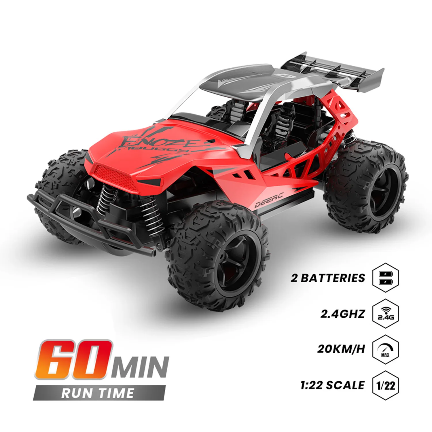 

DEERC мишинки на пульте 1:22 Racing RC Car Rock Crawler Control Truck 60 Mins Play Time 20 KM/H 2.4 GHz Drift Buggy Toy For Kids