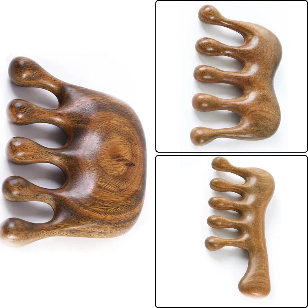 

5-Tooth Wide-Head Meridian Mini Comb Ebony Massage Wooden Hand-Polished Tool Precious Material Of Made J1C2