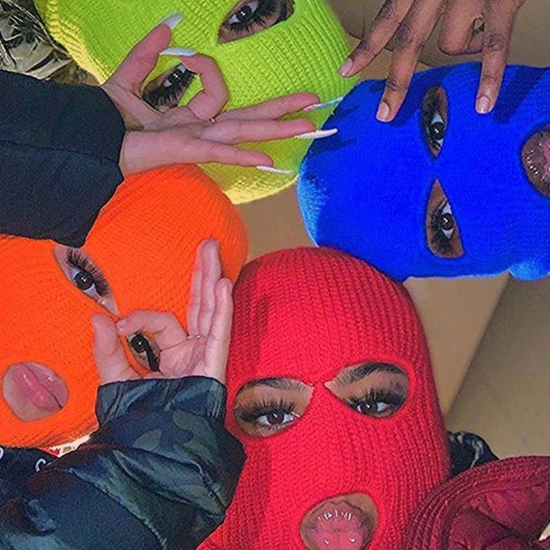 

Лыжная маска с 3 отверстиями, зимняя теплая Ветрозащитная маска для улицы, езды на велосипеде, Балаклава с несколькими цветами на выбор