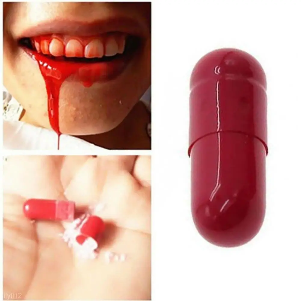 

80% Hot Sale 3Pcs/Box Fake Blood Pills Horror Realistic Liquid Fake Blood Pills Capsules Halloween Prop