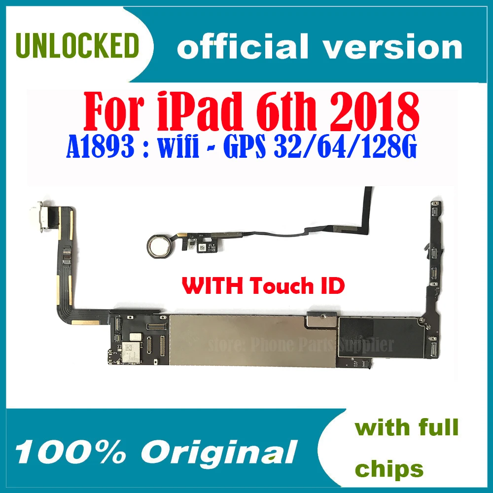 Для iPad 6 9 7 2018 WLAN (A1893) Материнская плата разблокированная удалена с сенсорным ID/без