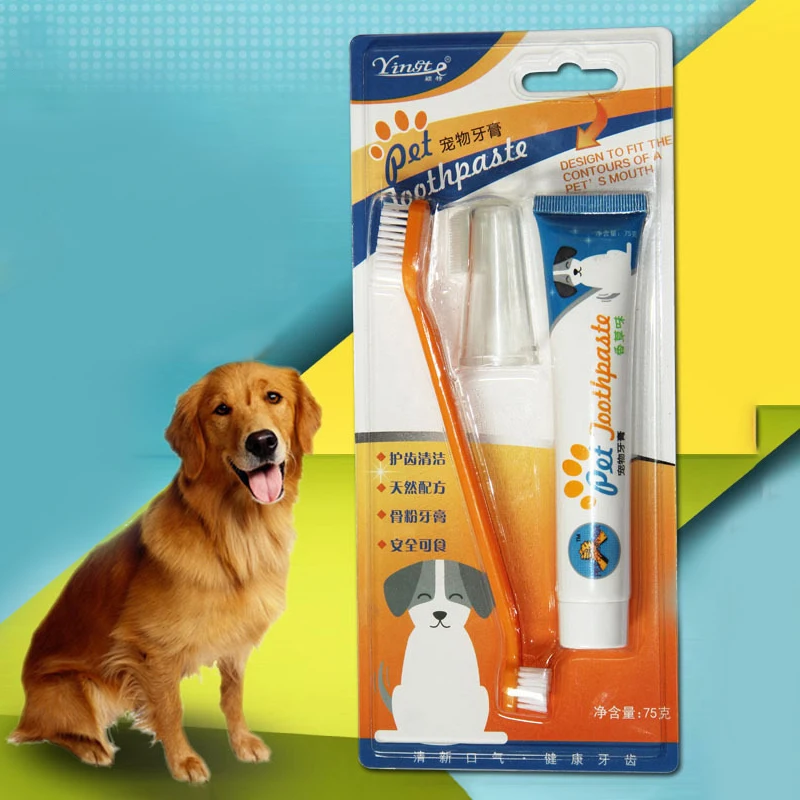 

Pet toothbrush Set Healthy Edible Toothpaste Dog Cats Mouth Oral Teeth Cleaning Care Supplies Vanilla Beef Taste Pet Accessories