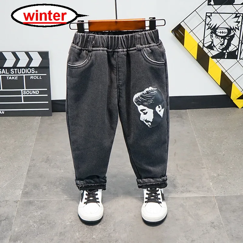 

Winter Jeans Kids Warm Pants Boys Causal Trousers Denim Pants Children Clothing 2-10Y Young Boy Puls Velevt Jeans