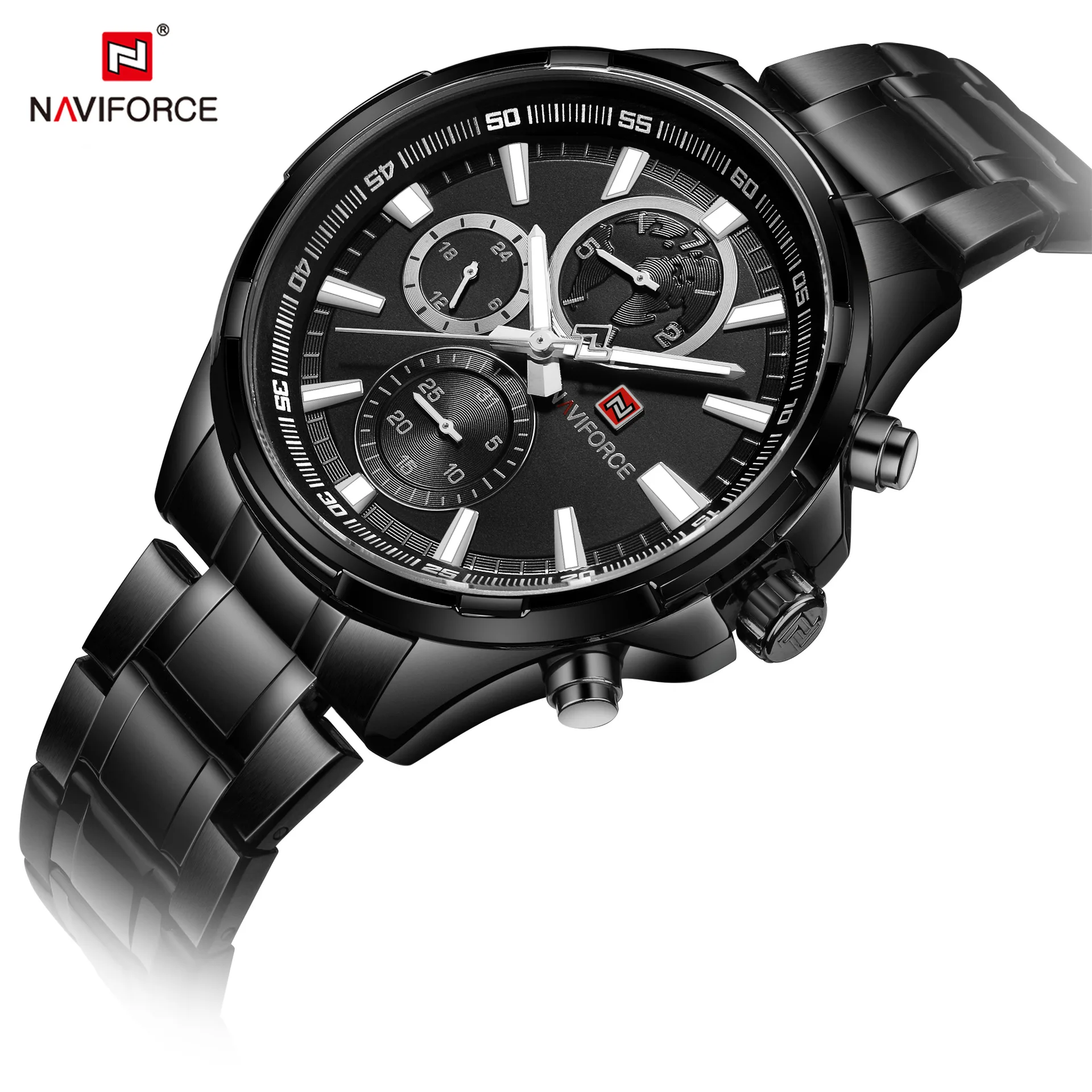 

NAVIFORCE9089 fine steel band men's watch business casual watch six-pin quartz water watch
