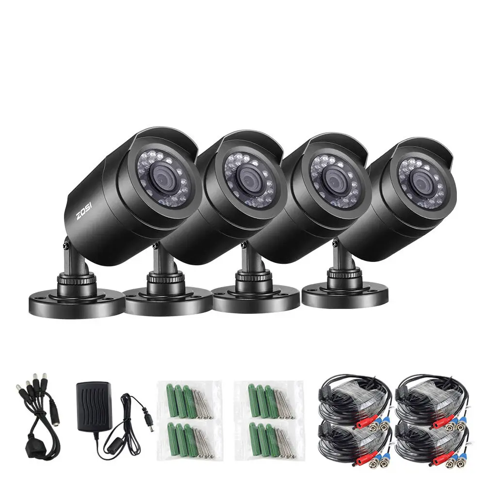 ZOSI 4 шт./лот 1080P HD-TVI 2MP CCTV камера безопасности, 65ft ночного видения, уличная камера видеонаблюдения комплект