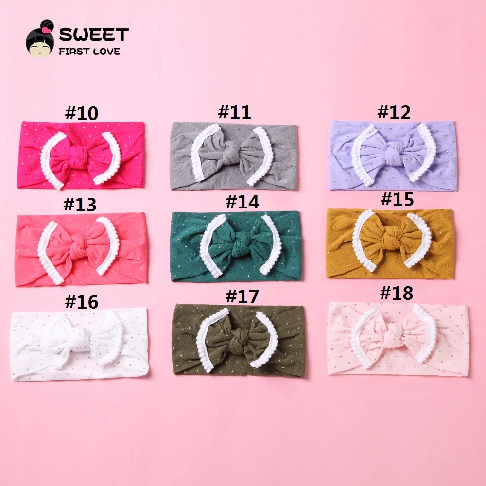 Повязка на голову эластичная хлопковая с большим бантом 18 шт./лот | Аксессуары для