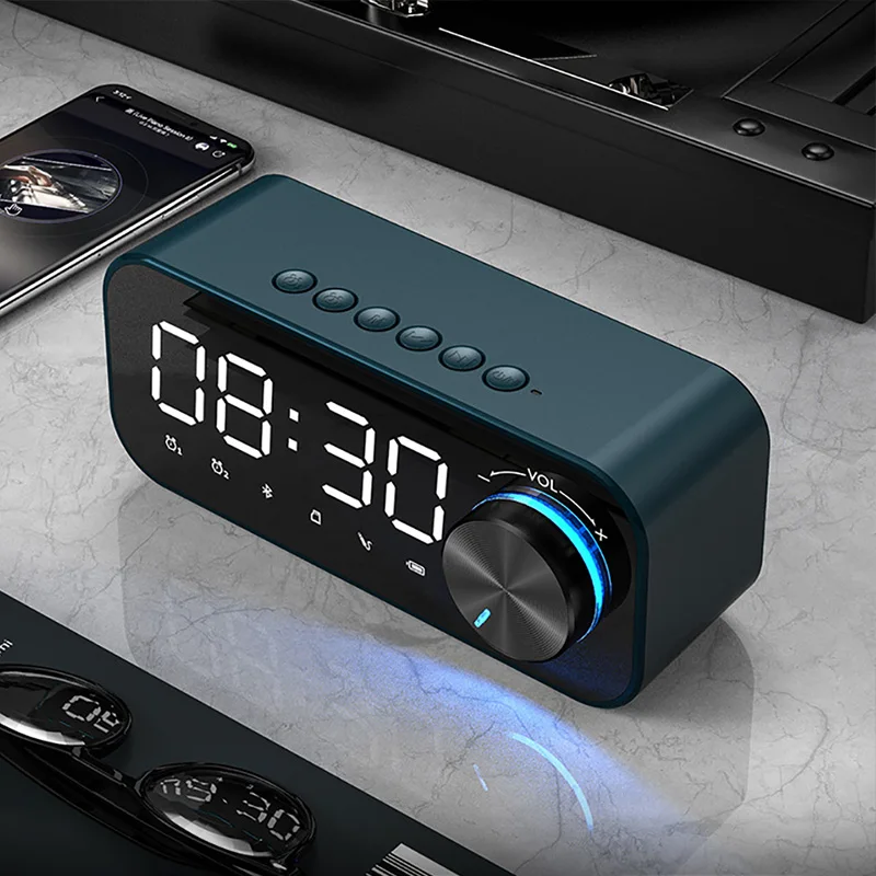 LED Display Alarm Clock Bluetooth Speaker Mobile APP Remote Control High-definition Screen Time mini Subwoofer | Электроника