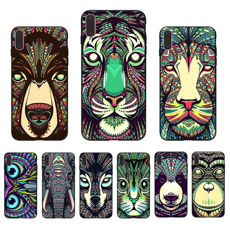 

Animals Lion Wolf Owl Elephant Pattern Phone Case For iPhone 7 7plus 8 8plus X XS XR max 5 5s 6 6S 6plus 11 11pro Printed Fundas