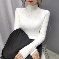 2021 black turtleneck kawaii sweater knitted tops women pullover long sleeve inside thicken clothes slim fashion sueter feminino