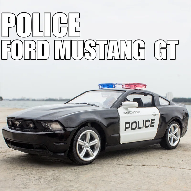 

1:32 Ford Mustang Alloy Sports Car Model Diecast Metal Police Toy Car Model Simulation Sound and Light Collection Childrens Gift
