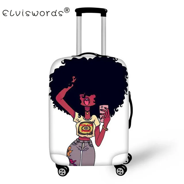 ELVISWORDS Black Girl Magic Afro Lady дорожный защитный чехол на чемодан для 18-30 дюймов аксессуары для путешествий Чехол - Цвет: YQ3614