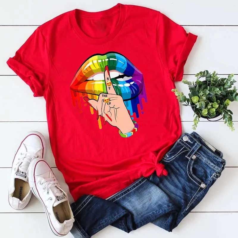 Новая футболка Maycaur женская модная красная с леопардовым принтом губ топы Милая