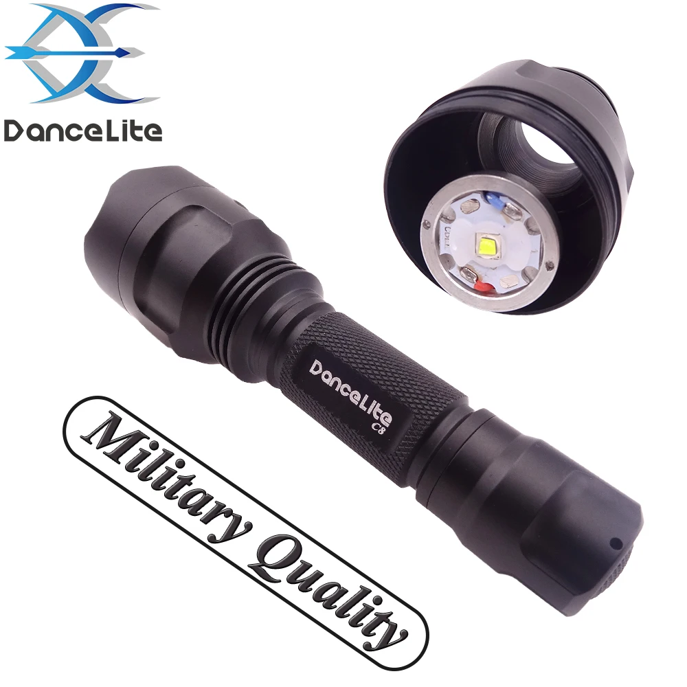 Военное качество ~ DanceLite C8 XM L2 U3 10W AMC7135x12 4200mA 18650 фонарь для охоты|Фонарики и
