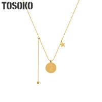 tosoko stainless steel jewelry queen portrait head picture round brand pendant necklace womens fashion clavicle chain bsp916
