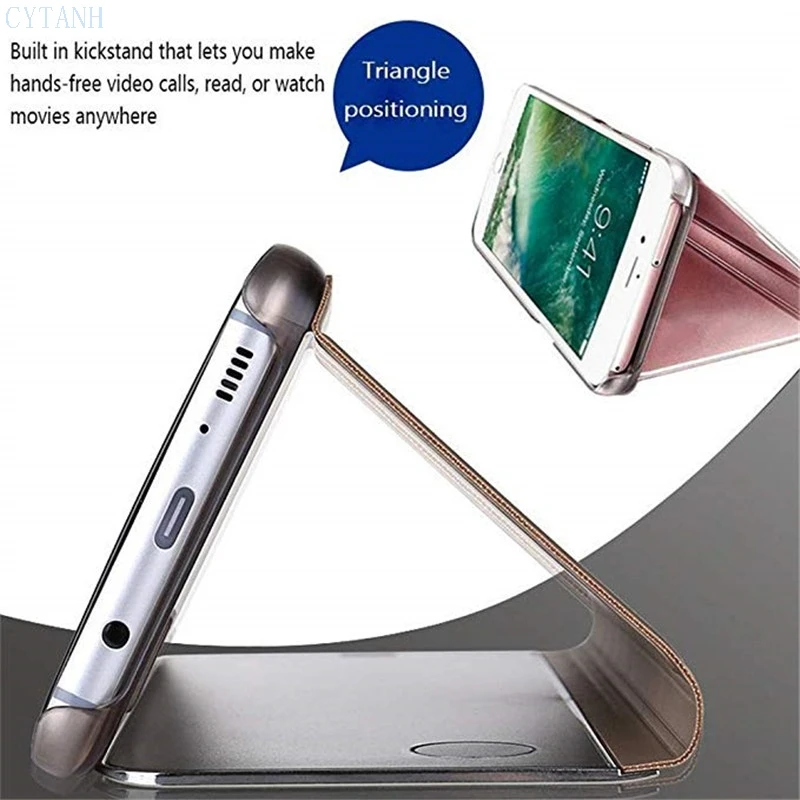 Luxury smart flip mirror phone case For Huawei Y6P 2020 Mate 20 30 40 Lite Honor 9 10 X Pro 20S 30S Protective shell | Мобильные