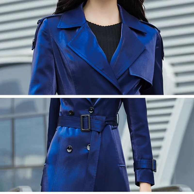 Тренчкот женский демисезонный с отложным воротником модная длинная