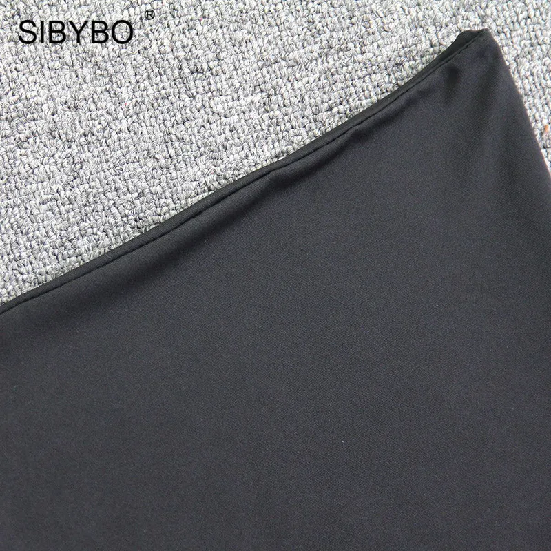 Женское мини платье без бретелек Sibybo однотонное Клубное с открытой спиной