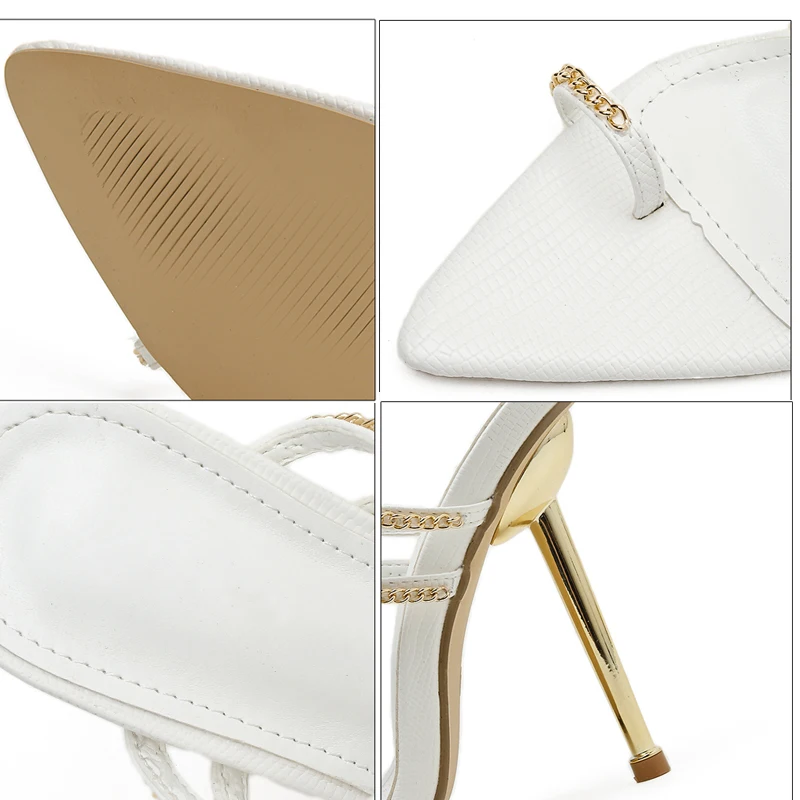

Big Size 2021 Women Slippers Fashion Sexy Heels Sandals Slippers Woman Pumps Shoes For Woman Casual Chain High-Heeled Slides