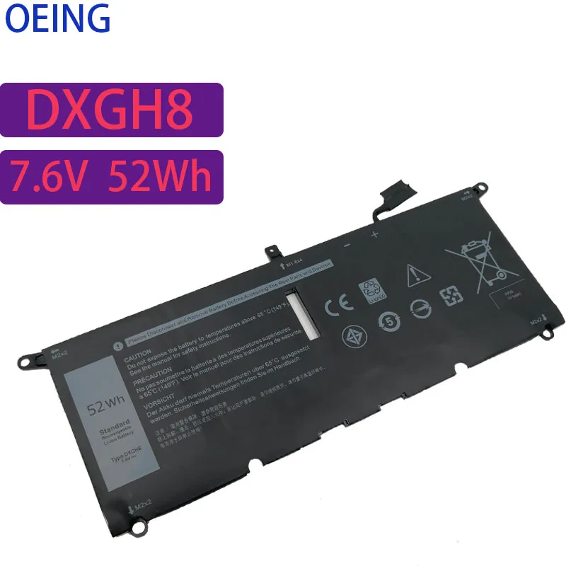 

7,6 в 52 Втч оригинальный DXGH8 0H754V H754V P82G Аккумулятор для ноутбука Dell XPS 13 9380 9370 FHD
