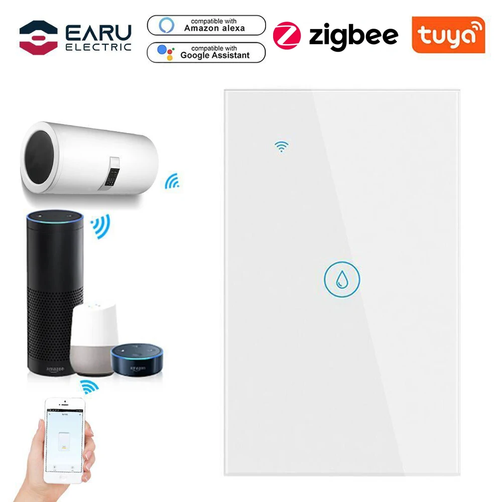 

Умный таймер US ZigBee со стеклянной панелью, водонагреватель для бойлера, настенный сенсорный выключатель, с управлением через приложение Smart ...