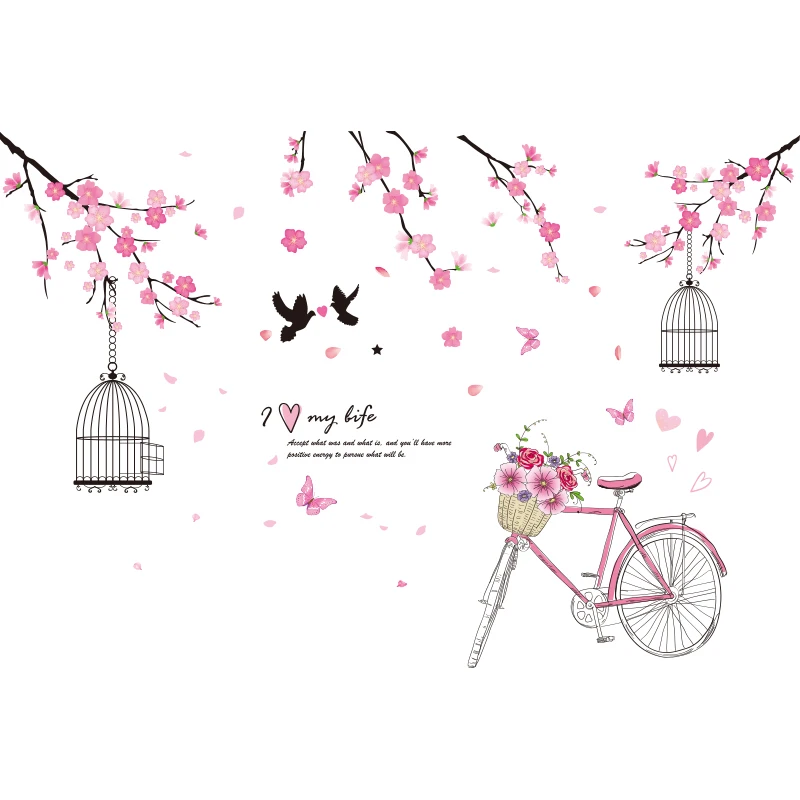 

[shijuekongjian] Ballet Dancer Girl Wall Stickers DIY Flowers Plants Wall Decals for Kids Room Baby Bedroom House Decoration