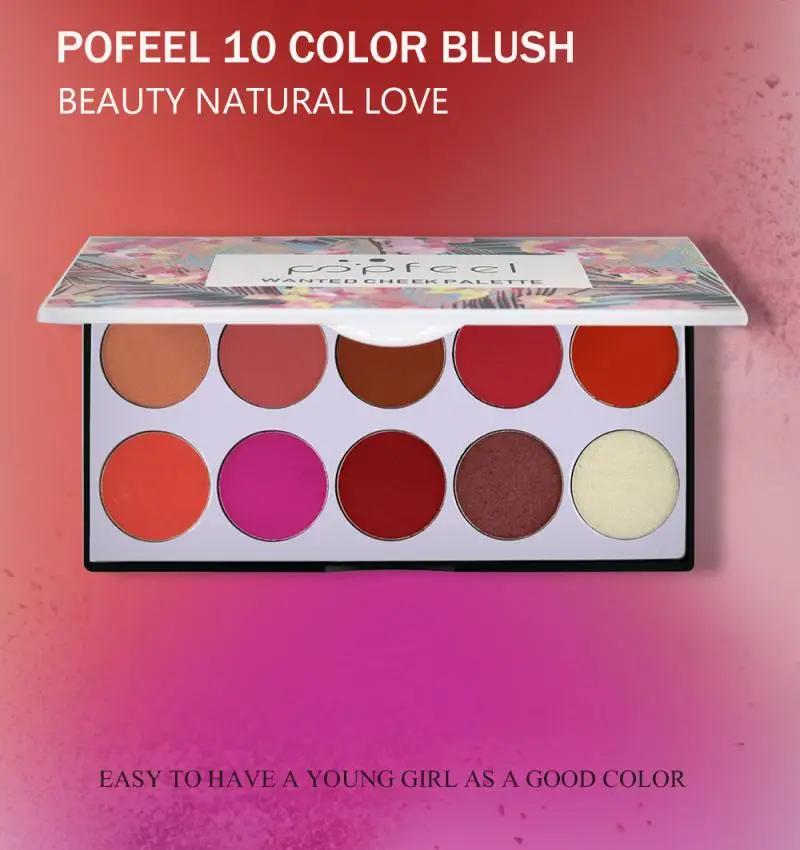 Красная Кисть для макияжа в форме сердца нейлоновое волокно и 10 цветов Тени век