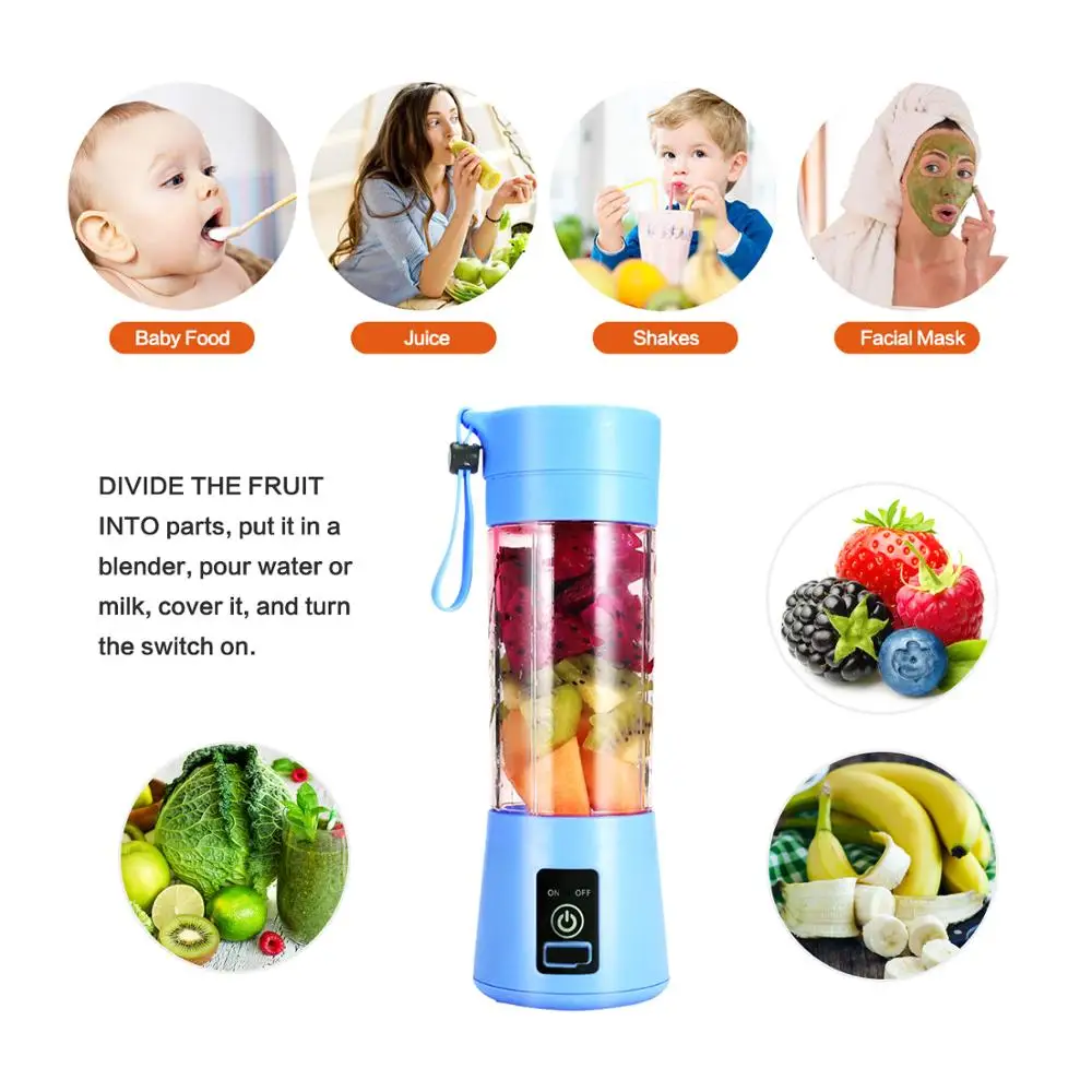 

Portable Size USB Electric Fruit Juicer Handheld Smoothie Maker Blender Stirring Rechargeable Mini Portable Juice Cup Water