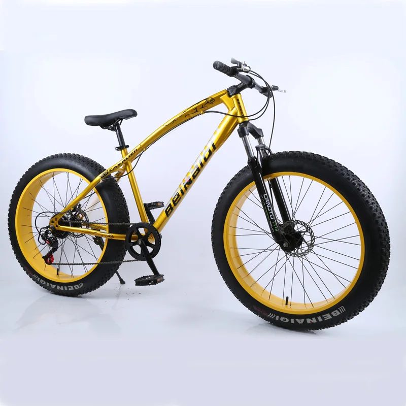 gold Горный велосипед 4,0 fat tire велосипедный двойной дисковый тормоз пляжный велосипед Снежный велосипед светильник из высокоуглеродистой стали горный велосипед - Цвет: gold