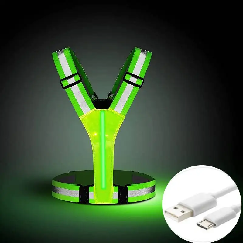 

LED Reflective Vest Running 4 Modes USB Rechargeable LED Light Up Vest High Visibility Adjustable For Running Cycling Walking