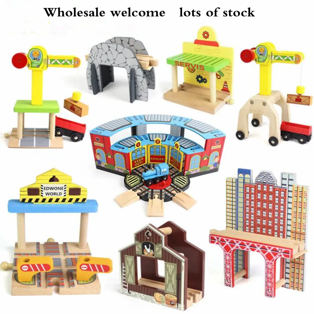 

Wooden Train Track Accessories Parking Lot Railway Station Fit for Thomas Biro Multiple Tracks Educational Toys for Children
