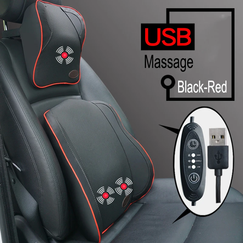 

USB Charger Electric Vibration Car Massager Pillow Pain Relief Car Seat Back Headrest Neck Pillow Cushions Support Waist Pillow