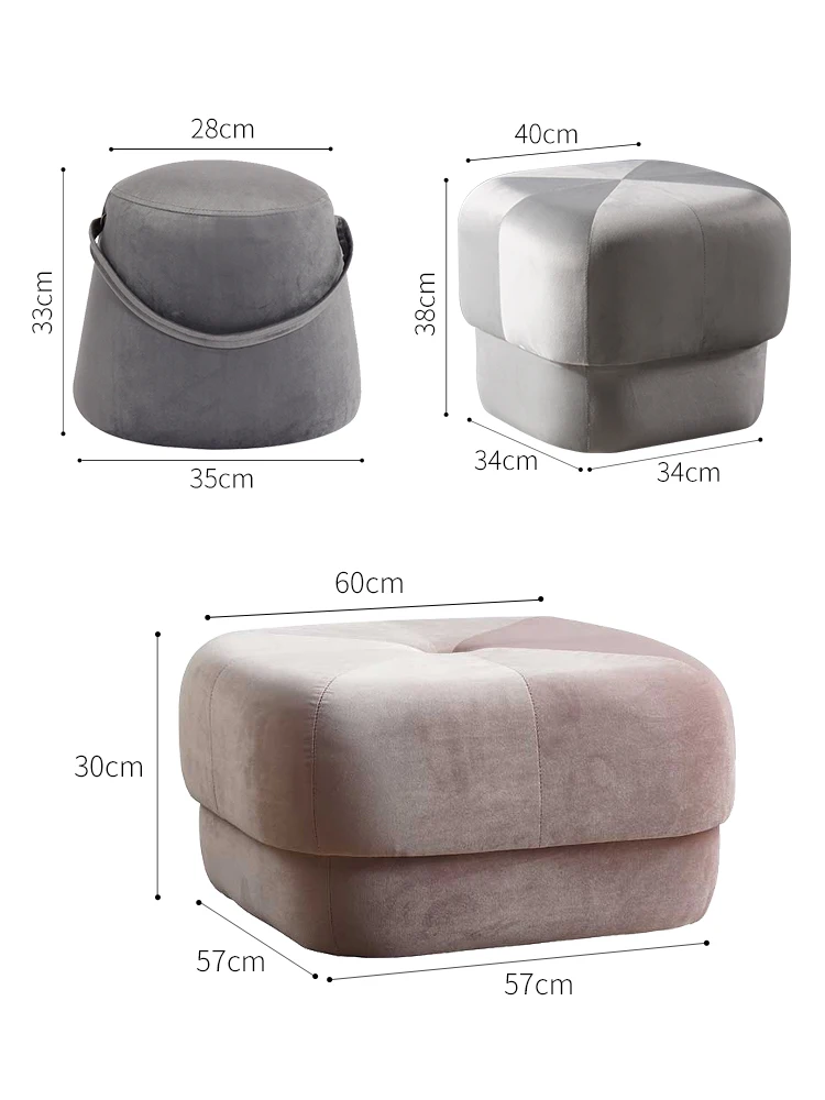

Nordic Pedal Sofa Stool Home Fabric Shoes Changing Stool Net Red Round Stool Living Room Lazy Bench Fashion Color Kids Furniture